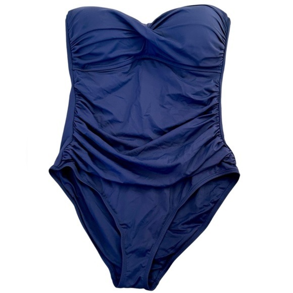 Anne Cole Strapless One-Piece Navy Blue Swimsuit, Size 10 - Picture 1 of 9